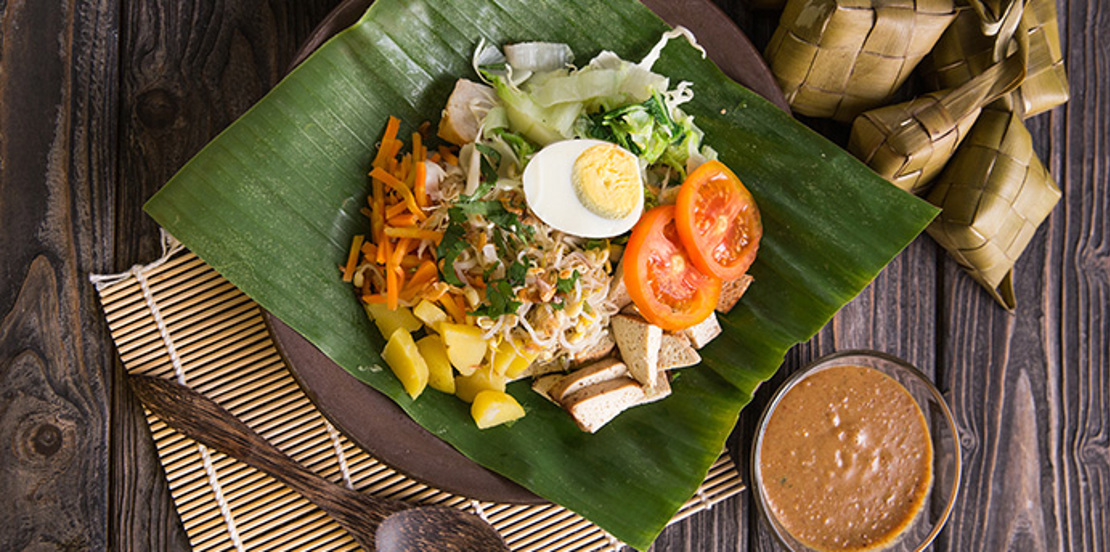 Indonesian gado gado peanut sauce salad